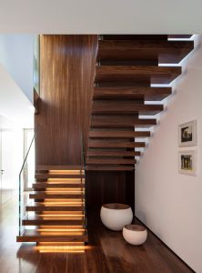 Sculptural glass staircase by Irma Orenstein